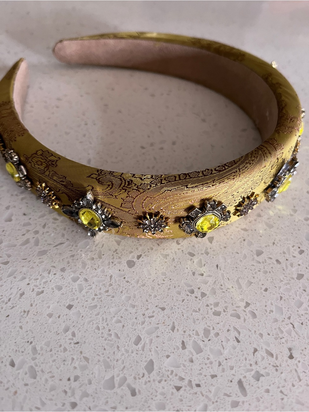 Vintage Palace Style Gemstone Decor Printed Fabric Wide‎ Headband